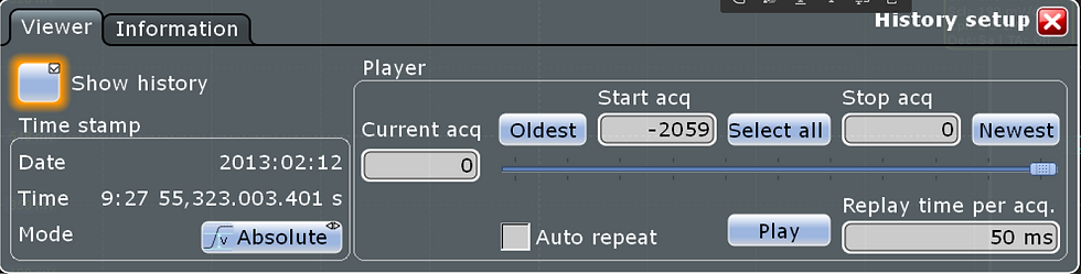 歷史設定對話框