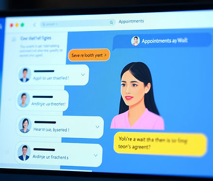 a visual of an appointment being booked in a chat of a series of chat in web chat using AI.jpg