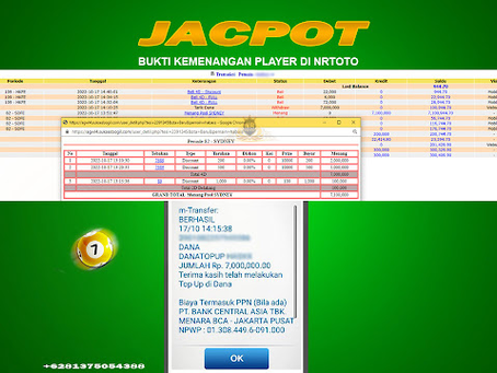 Bukti Pembayaran JP TOGEL SYDNEY 17 Oktober 2022