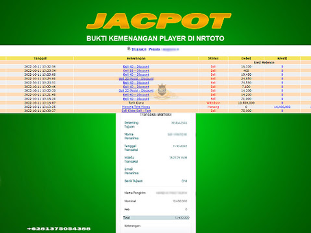 Bukti Pembayaran JP TOGEL TOTOMACAU P1 11 Oktober 2022