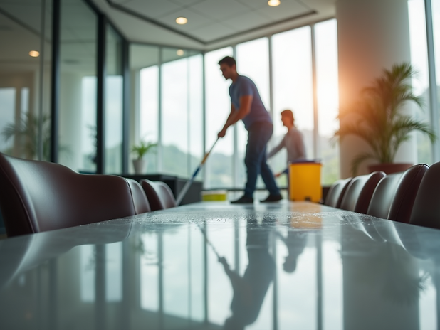 A-professional-cleaning-team-in-action-polishing-office-furniture-and-surfaces-during-seas