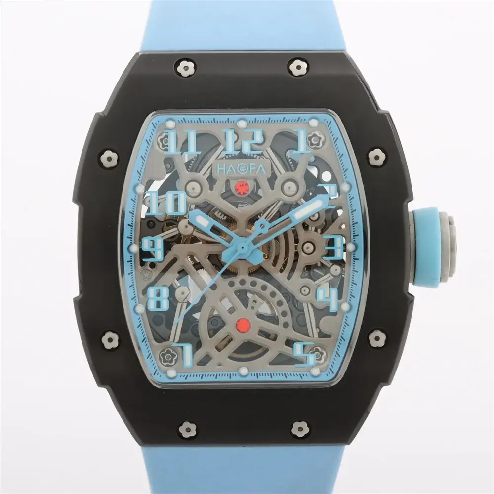 HAOFA Skeleton Dial Automatic Steel/Rubber R Mille US Seller