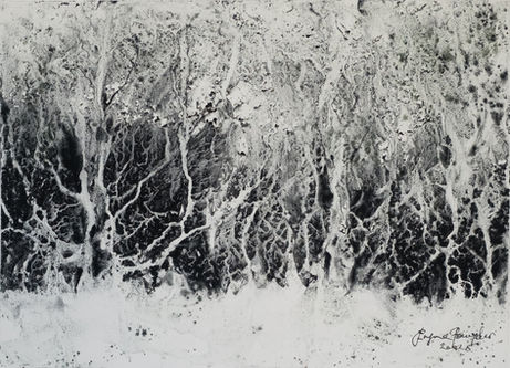 Alberi_monocromo_acquerello_astratto_Iryna Y Baydur