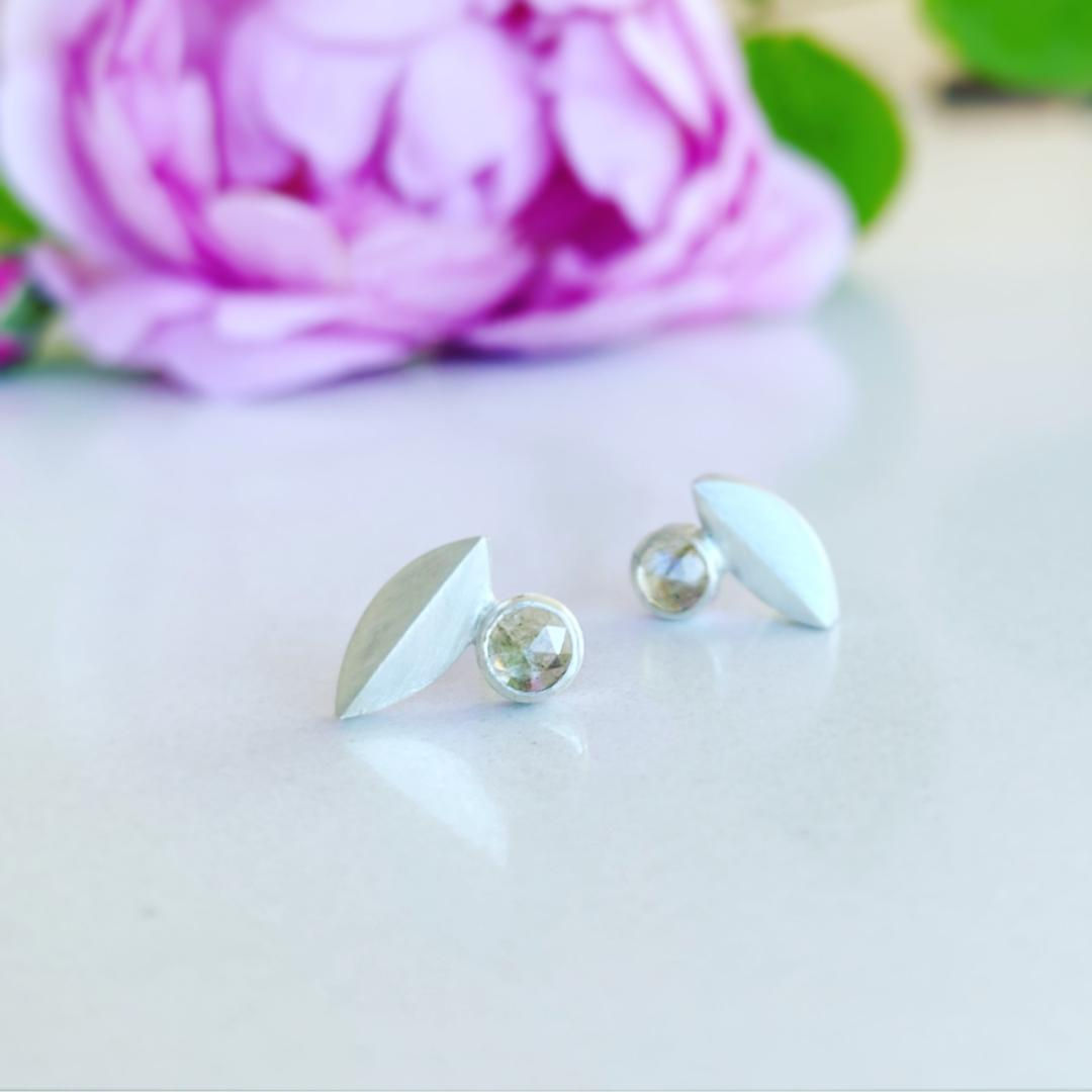 Ellipse Labradorite Stud Earrings