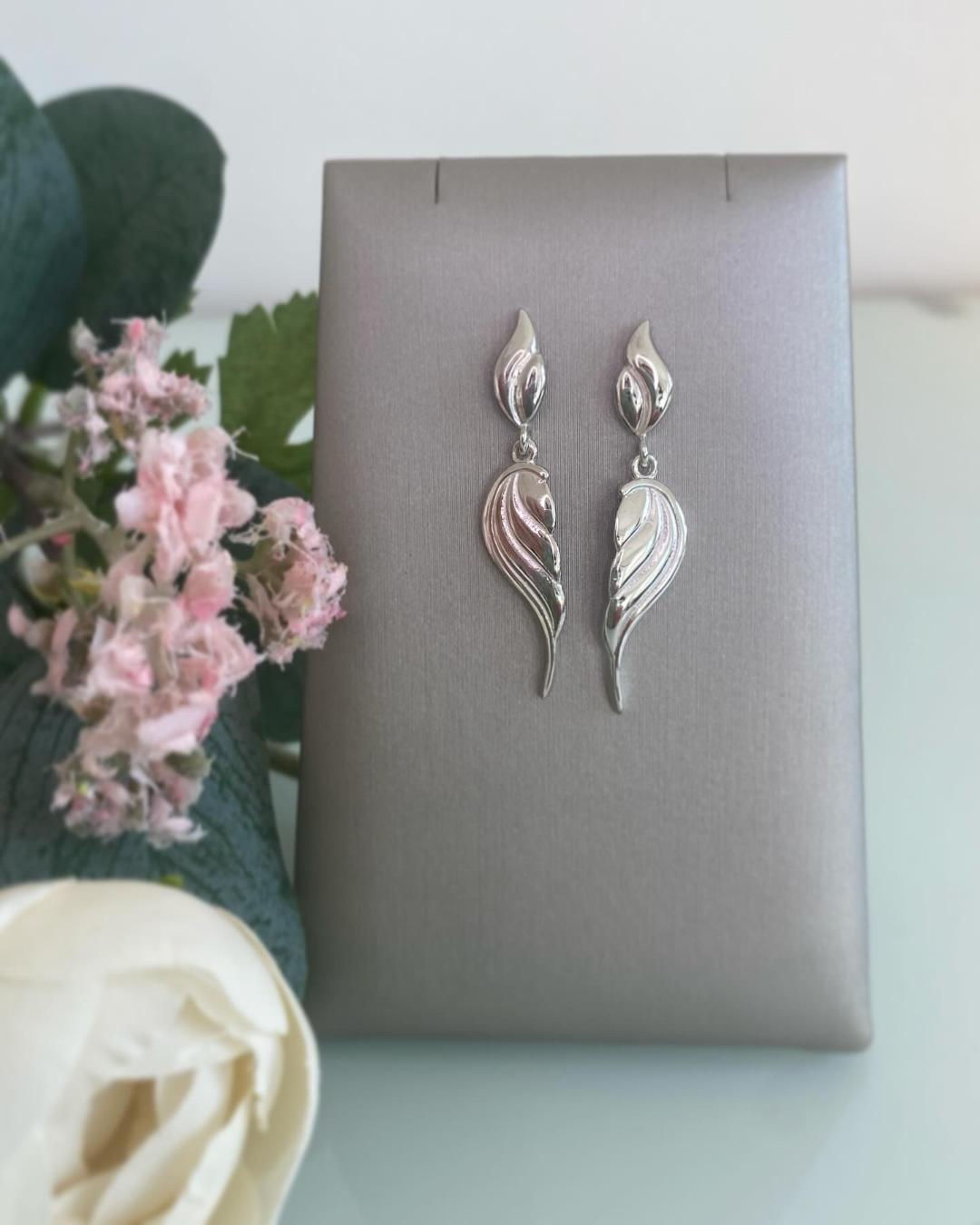 Wing Drop Earrings with handmade stud fitting