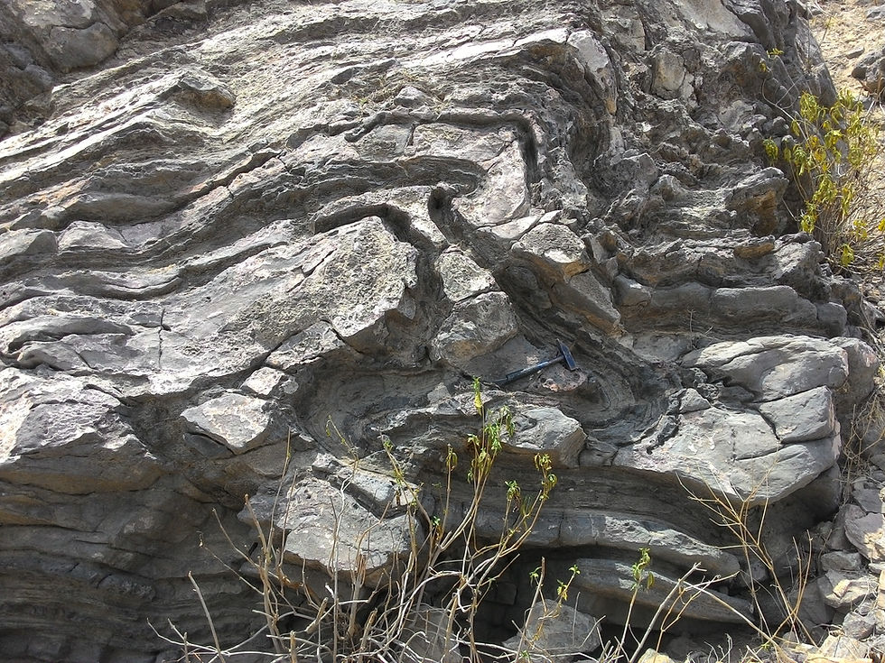 Many small folds (S,Z shaped)