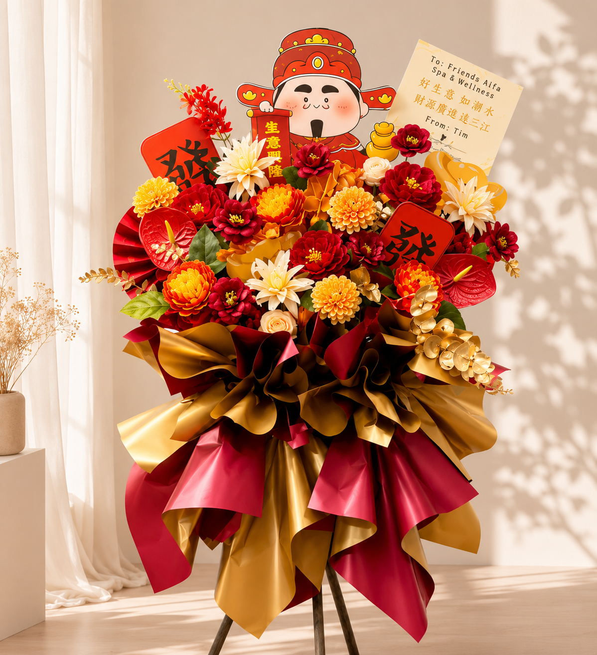 Fortune God Prosperity Flower Stand