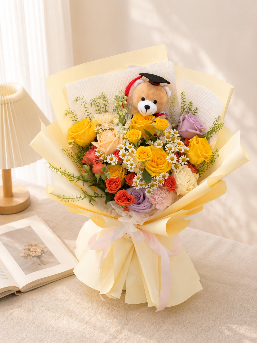 Colourful Bloom Graduation Bear