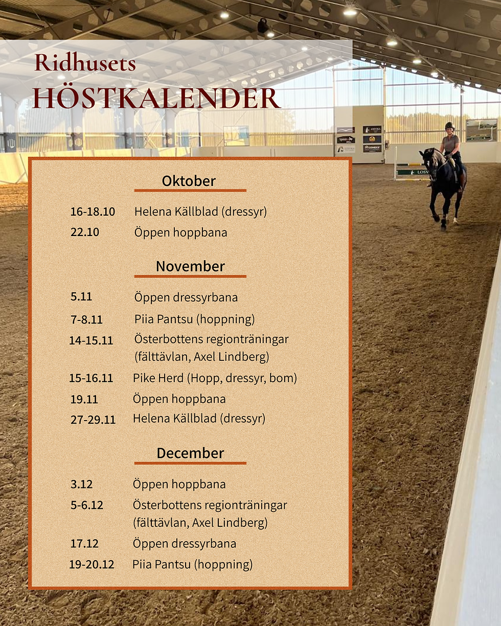 Evenemangskalender hösten 2026