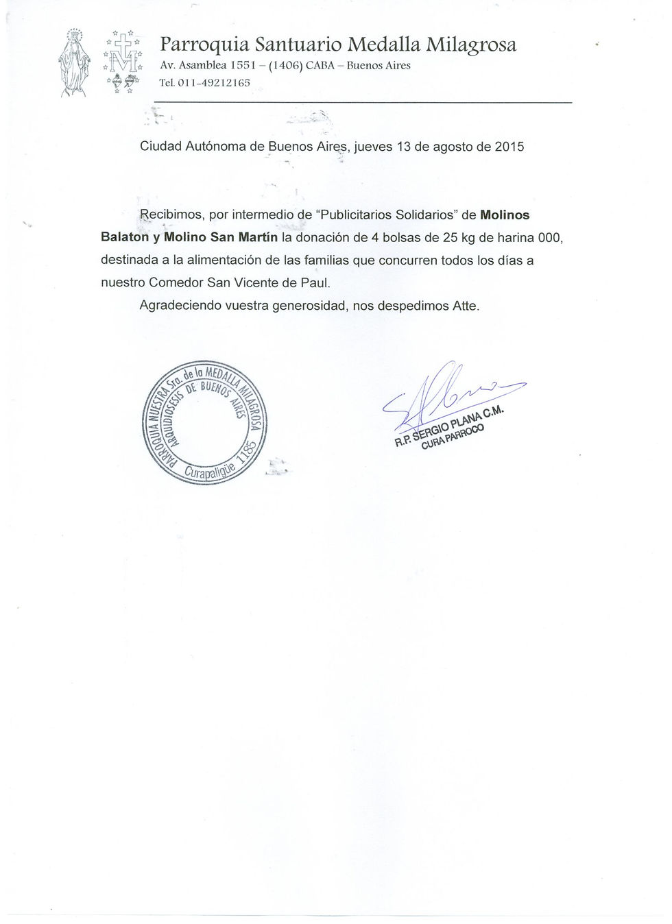 Recibo Molinos Balaton y San Martín