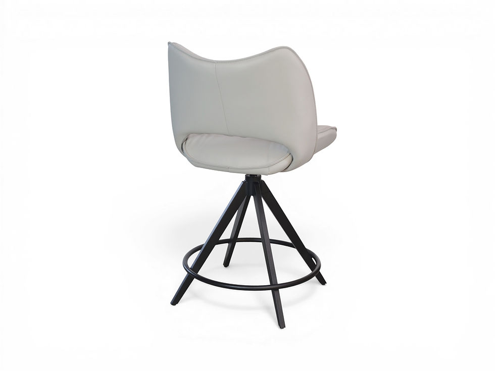 Thumbnail: Nyah Swivel Counter Stool - Light Grey Leather