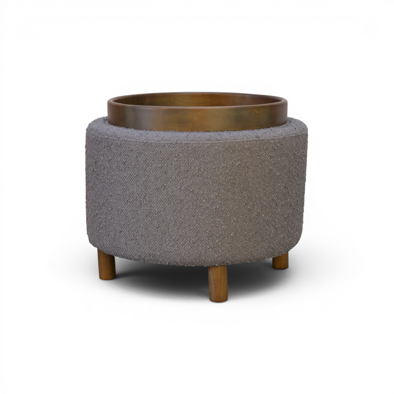 Olive Storage Ottoman - Grey Bouclé