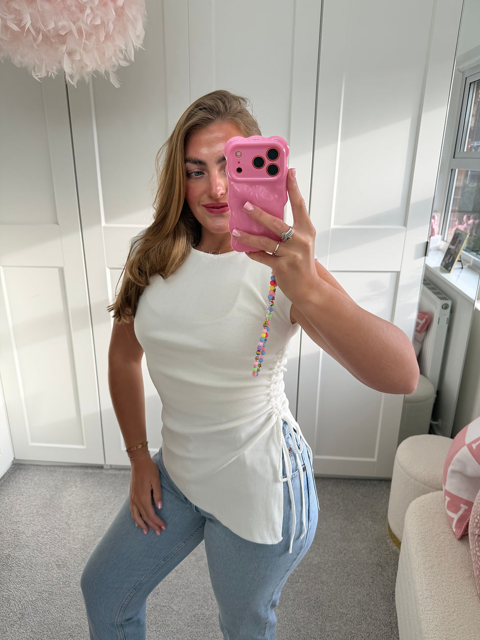 Thumbnail: ELLA Side Ruched Top White