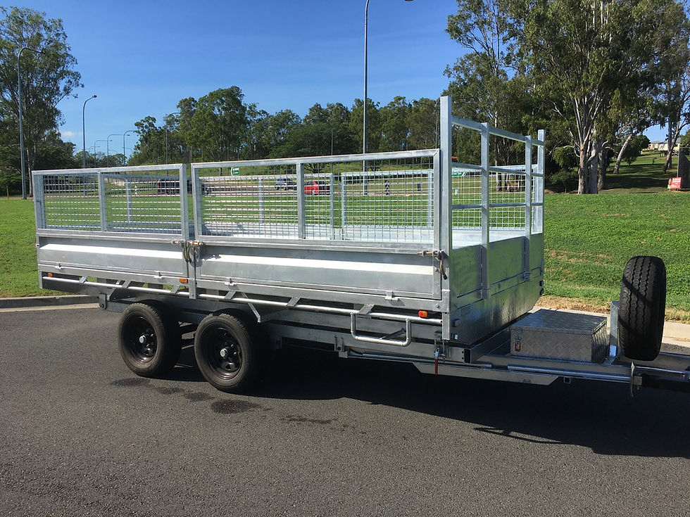 Thumbnail: 14 x 7- 3.5T - Tandem Flat Deck Hydraulic Tipping Trailer with Loading Ramps