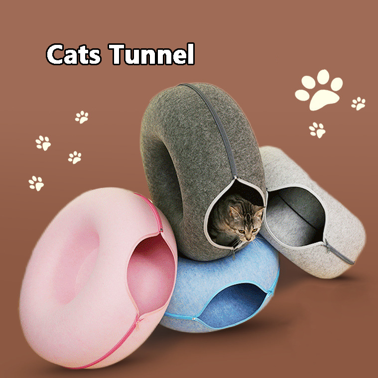 Thumbnail: Nora & Pine Hideaway Felt Cat Tunnel Bed