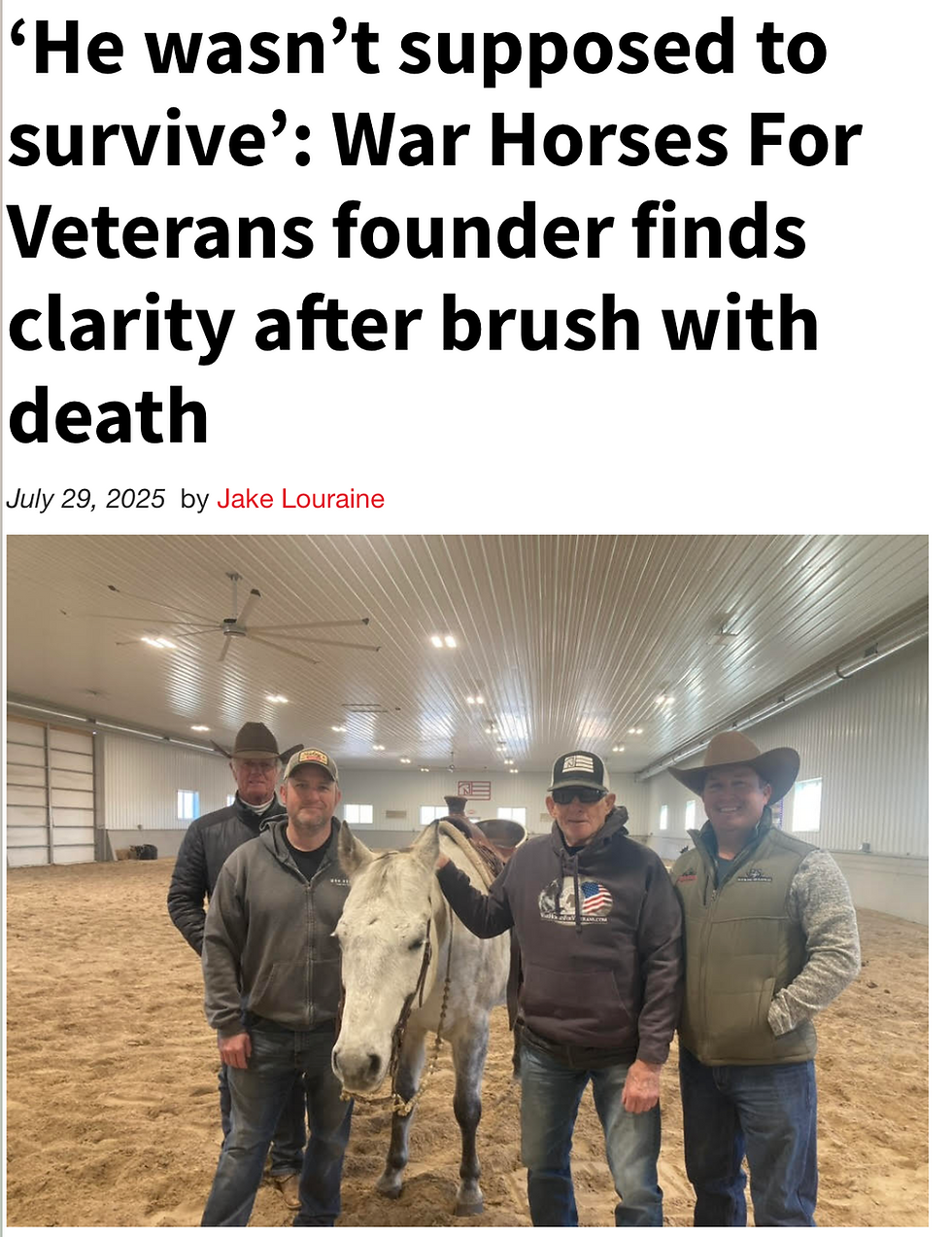 War Horses For Veterans founder finds clarity after brush with death