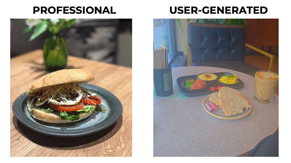 Sammenligning av profesjonelle vs. brukergenererte bilder på Google-profiler for restauranter i Oslo