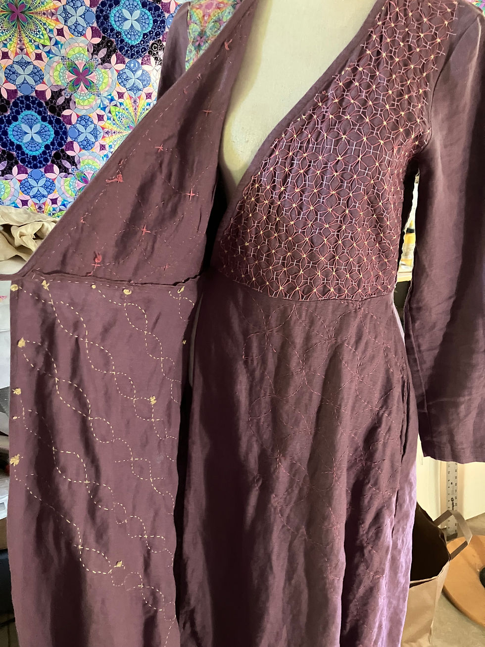 Thumbnail: Long Sleeve Dress in Heavyweight Linen, True Wrap Style