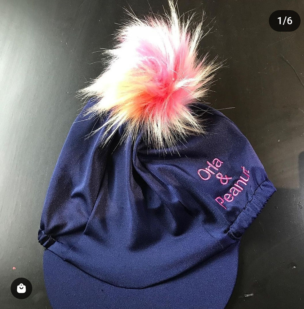 Thumbnail: Hat Silk with faux fur pom pom & personalisation