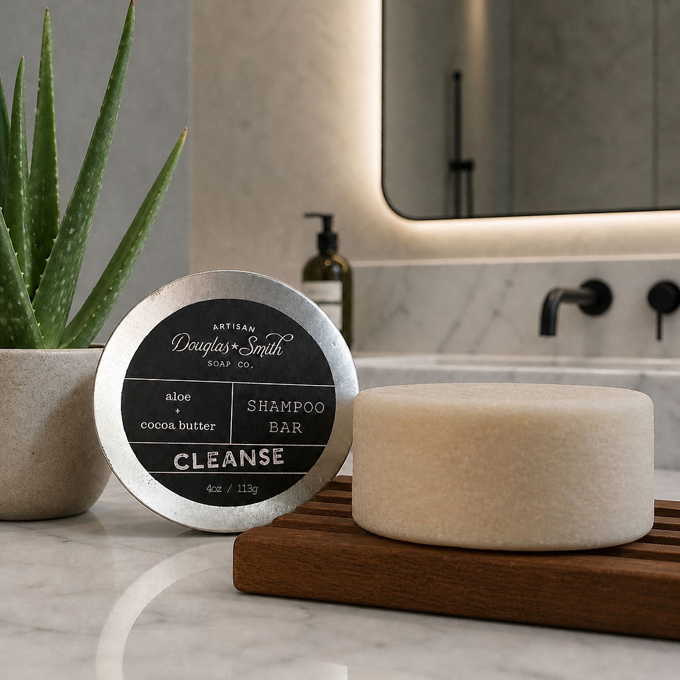 Thumbnail: shampoo bar: aloe + cocoa butter, palo santo