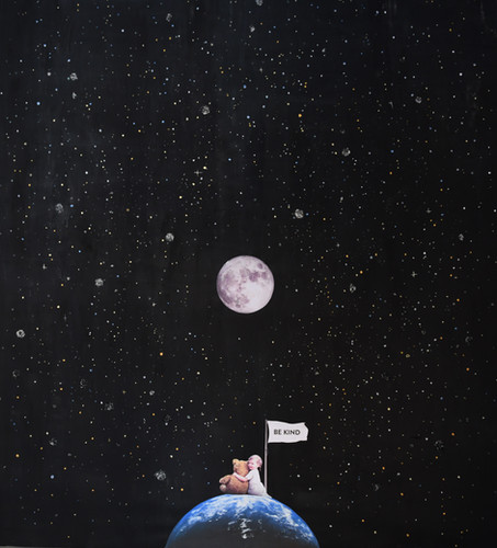 Anthropocene (2022) 200 x 180cm, Mixed media and phosphorescent