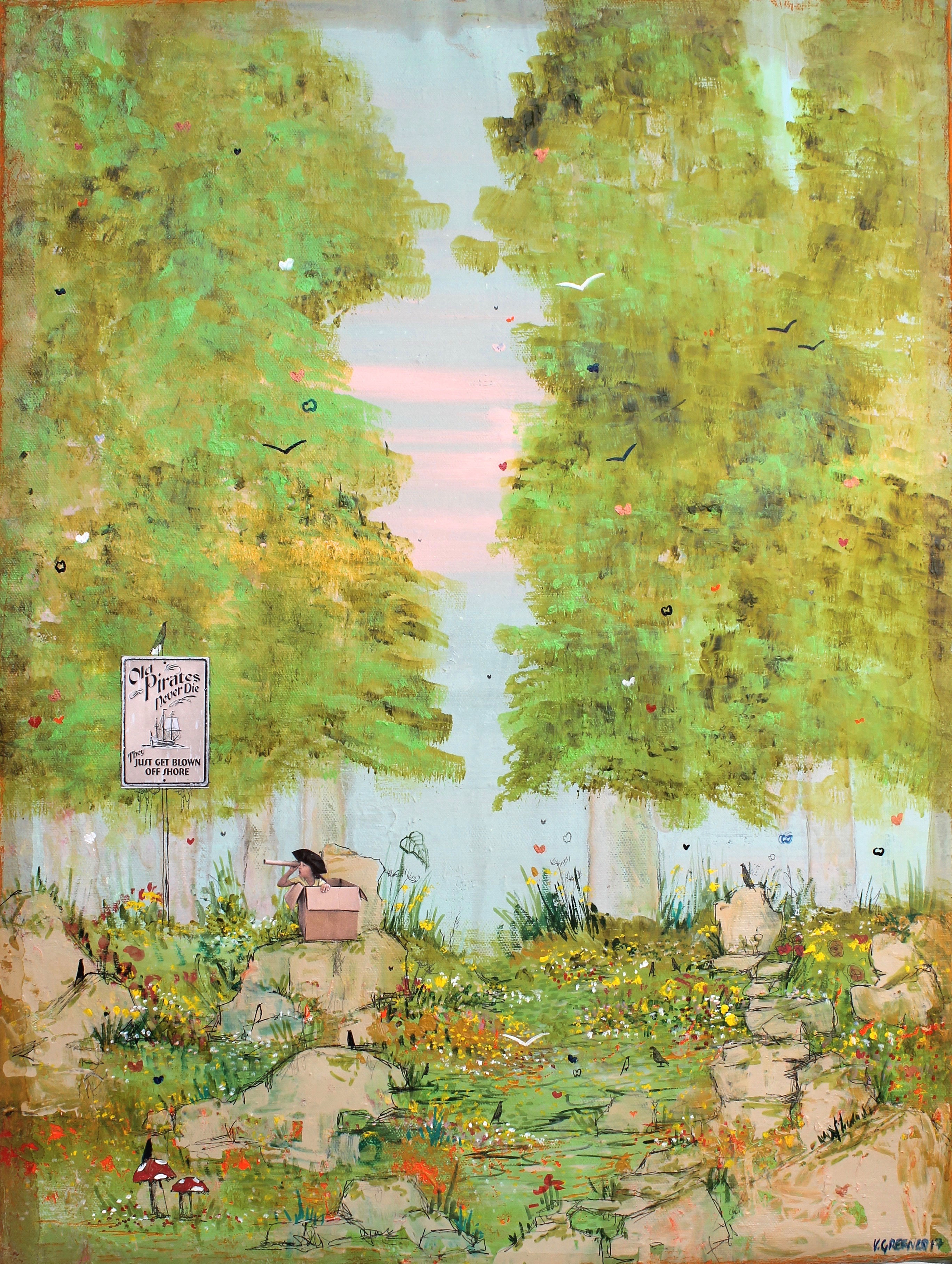 I am a Pirate | 70 x 50cm | Mixed media and phosphorescent | 2018 | Sold