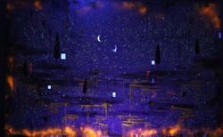 Installation uv scene view of The Light of My Shadow exhibition by Veronica Green in Wellington, New