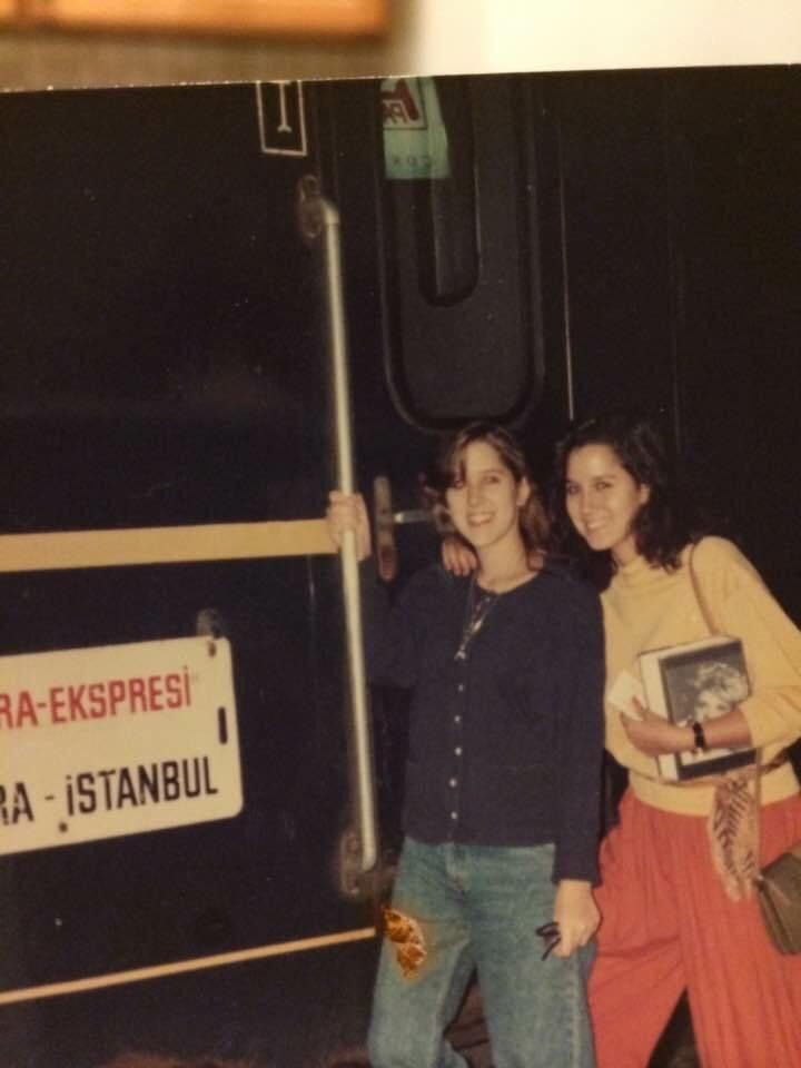 With my sister in Turkey on a day we thought we might have our last meal! Alas we lived to tell the tale!