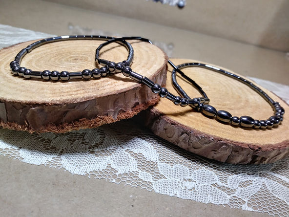 Custom Hematite Beaded Morse Code Bracelet