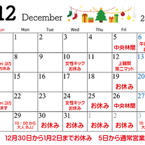 12月と年末年始のスケジュール