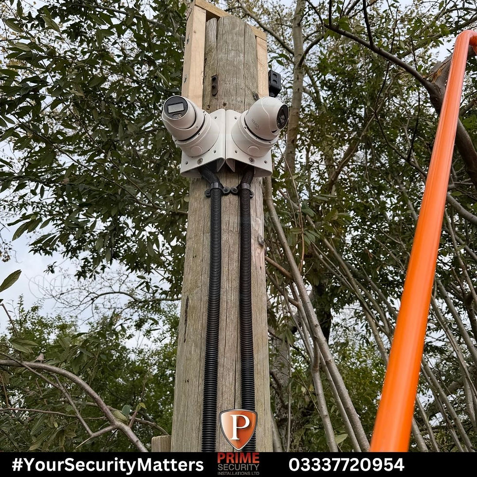 cctv on wooden pole with plastic conduits
