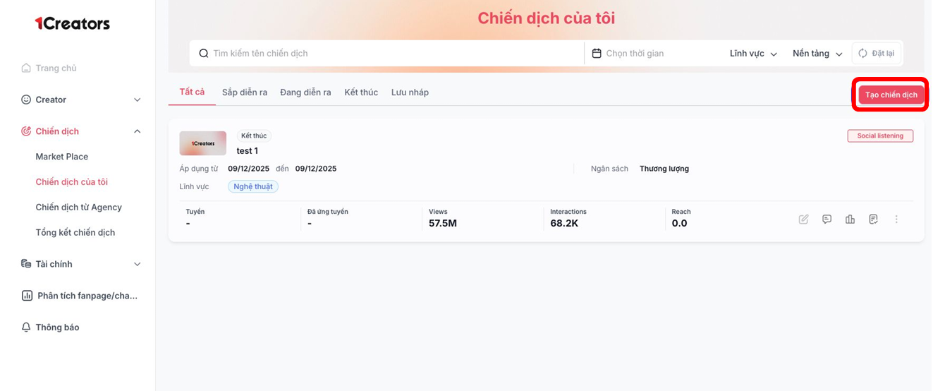 Hướng dẫn tạo và quản lý chiến dịch UGC