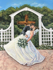 Live Wedding Painting Portrait by Lindsey Finch Art