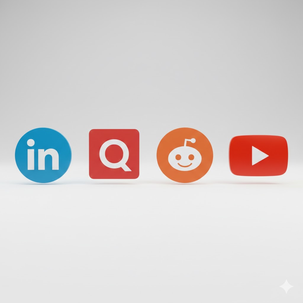 لينكدإن، كوررا، ريديت، ويوتيوب