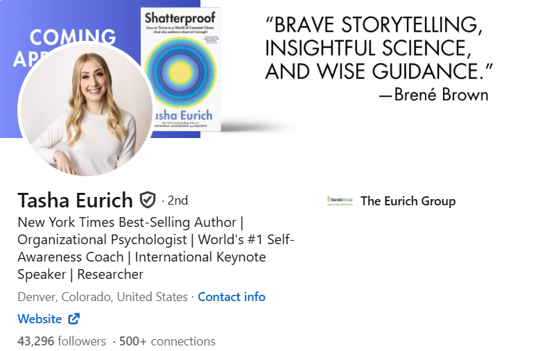 Tasha Eurich On LinkedIn