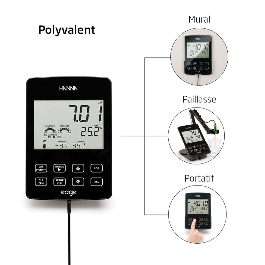 Miniature : Multiparamètre de laboratoire edge kit pH HI2020-02 - HANNA INSTRUMENTS