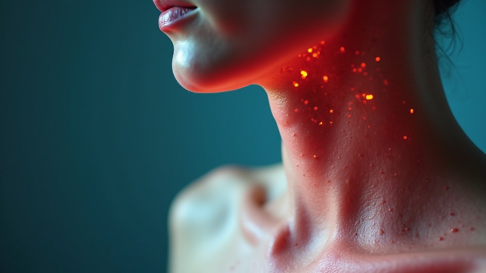 Close-up view of lymph nodes in the human neck area