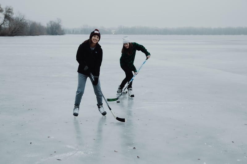 skating outdoors hockey
