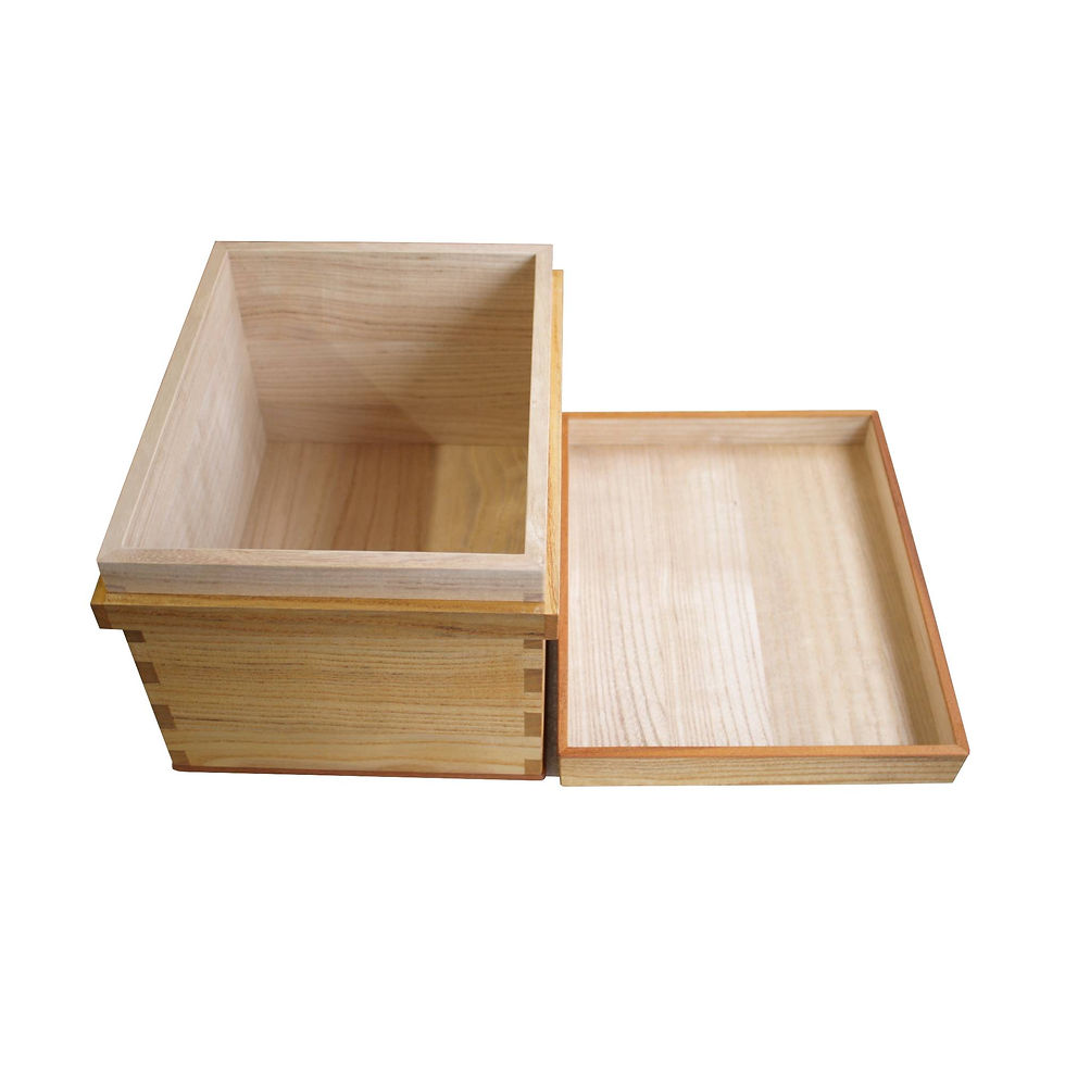 国産桐100%米びつ（見開き）