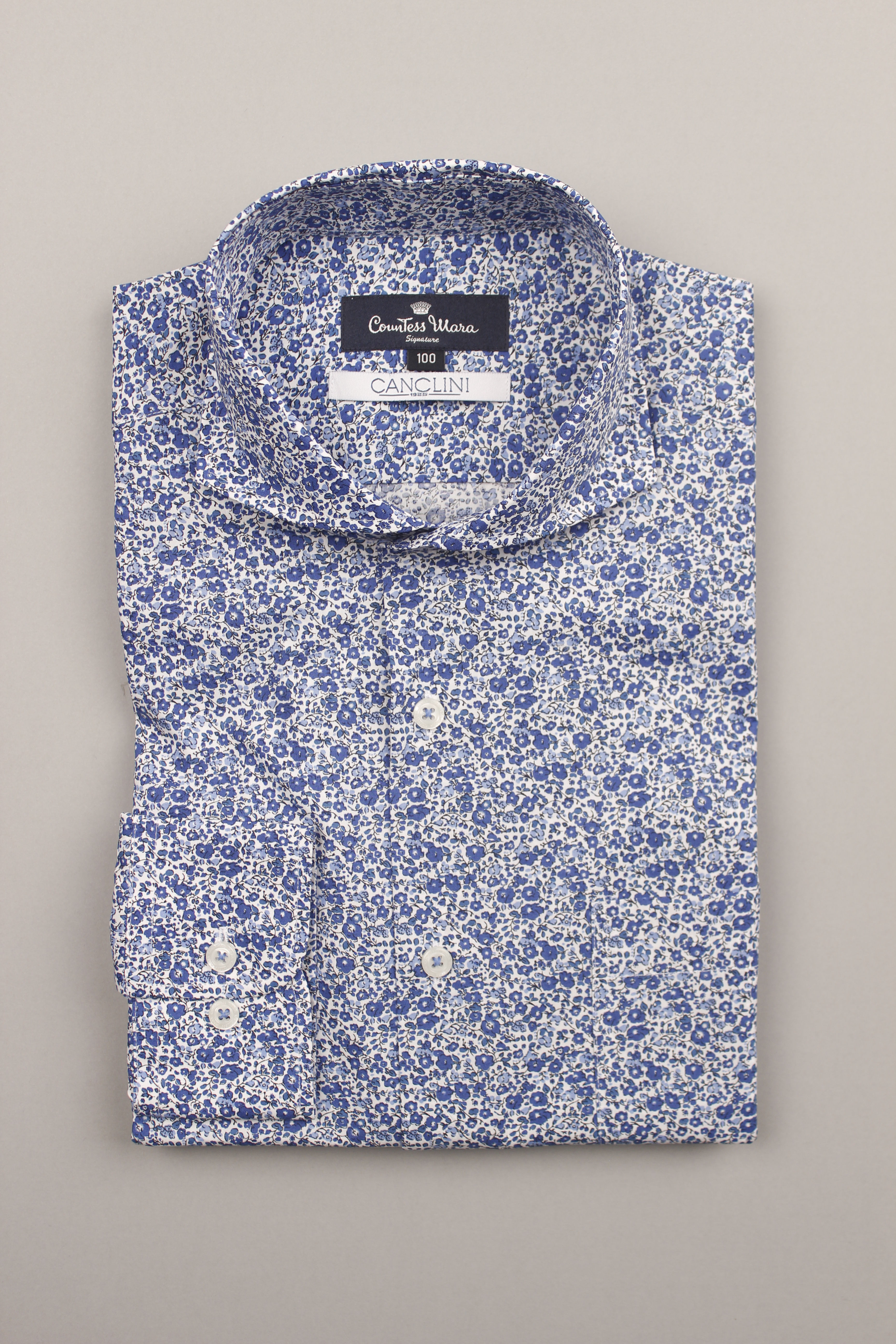Navy Flower Print Shirt /Regular Fit