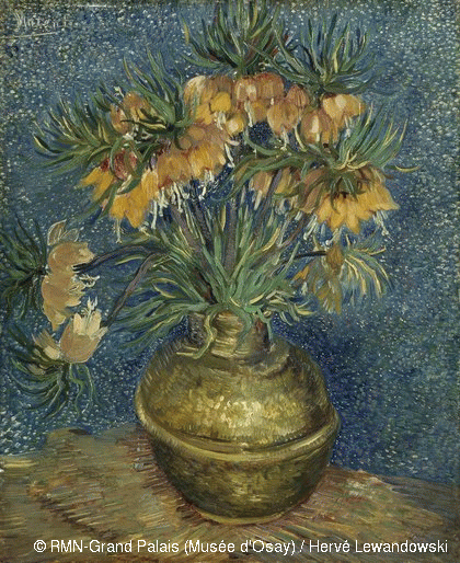 Crown Imperial Fritillaries in a Copper Vase