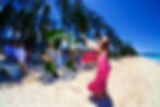 Hawaiian wedding minister with hula