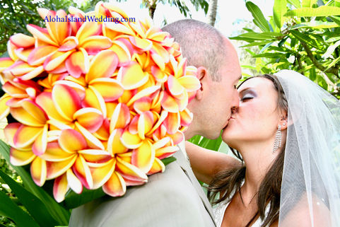 Wedding Bouquet with Rainbow Plumeria Flowers