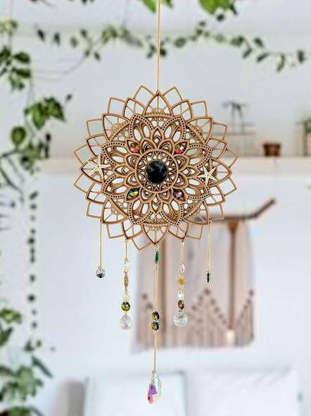 Maxi Suncatcher Madala en Agate mousse & étoiles de mer