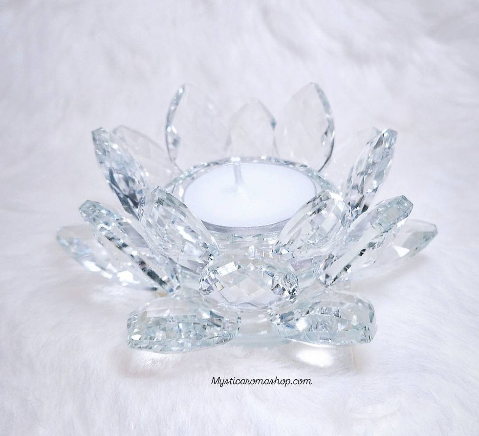 Bougeoir Lotus en verre diamètre 10cm.(bougie offerte)