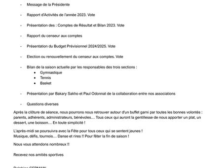 Assemblée générale du club