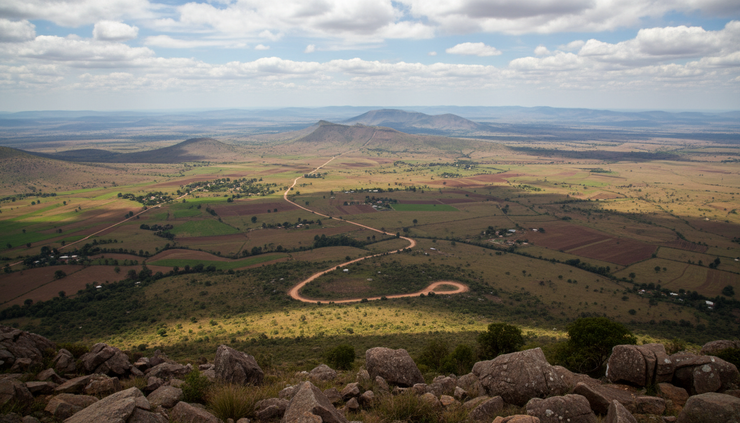 High-angle view of the plains from the summit of Ol Donyo Sabuk