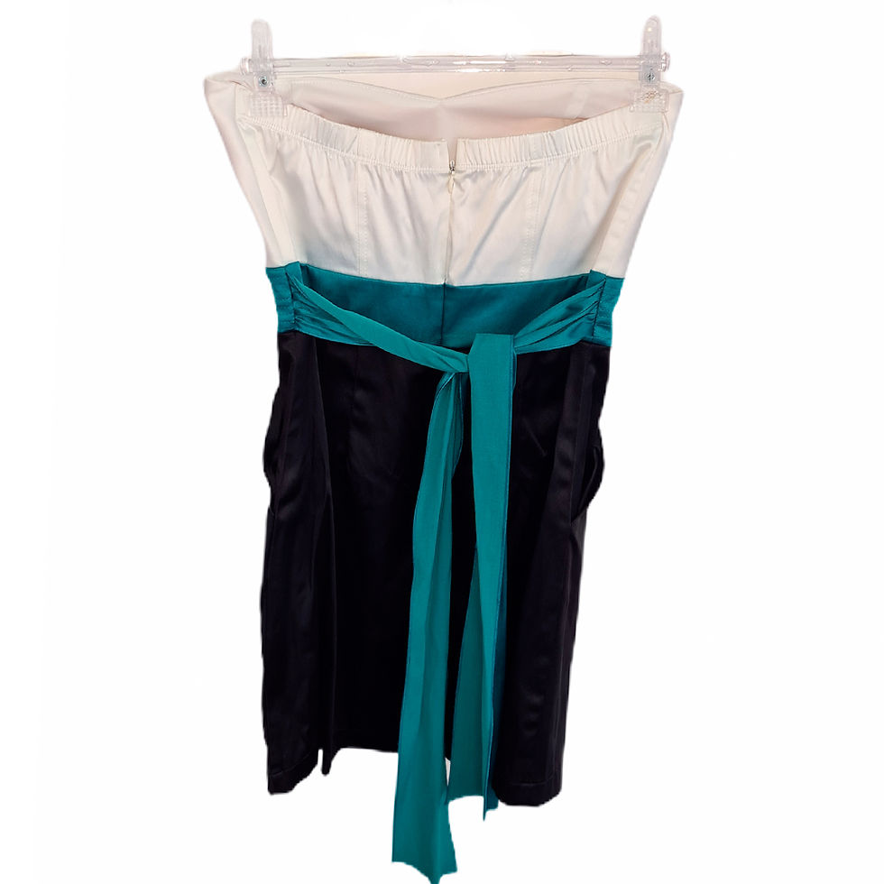 Miniatura: Vestido de Cetim Azul, Preto e Branco da Trixxi