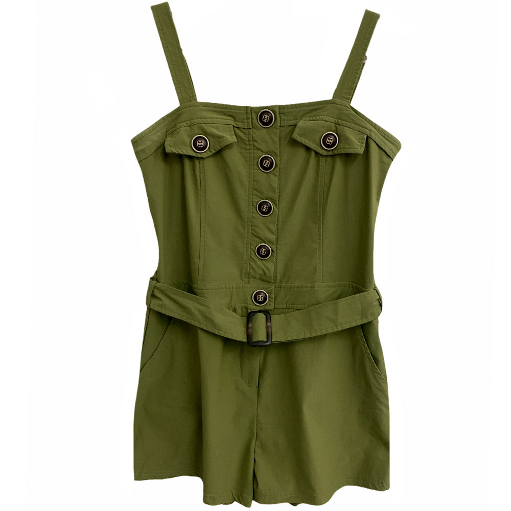 Macacão Verde Musgo com Botões da JZW Fashion - Tamanho P