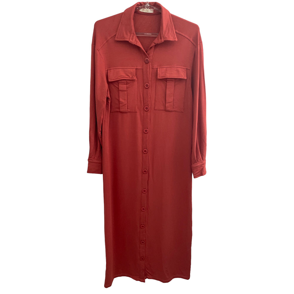 Vestido Longo Chemise Coral da Dona Coca - Tamanho P